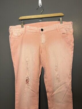 Decree Jeans Juniors 17 Pink Light Wash Super Skinny Distressed Stretch Denim